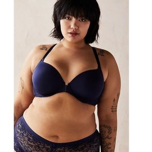 Torrid NAVY MICROFIBER LIGHTLY LINED RACERBACK T-SHIRT BRA